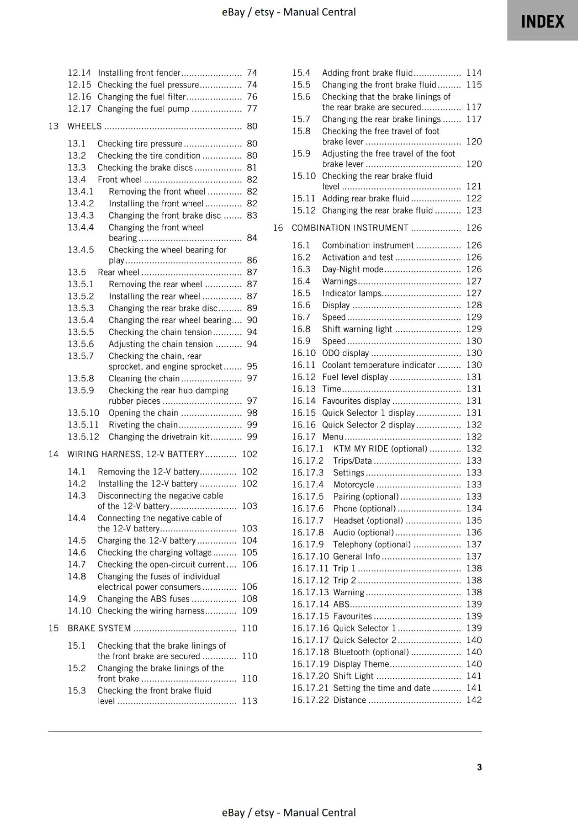 KTM 2023 - 125 DUKE - WORKSHOP SERVICE MANUAL REPRINTED