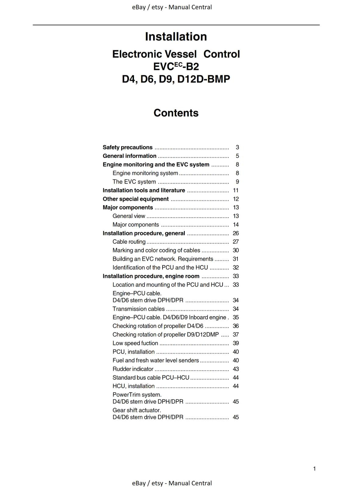 VOLVO PENTA D4 D6 D9 D12D-BMP ELECTRONIC VESSEL CONTROL EVC-B2 REPRINTED