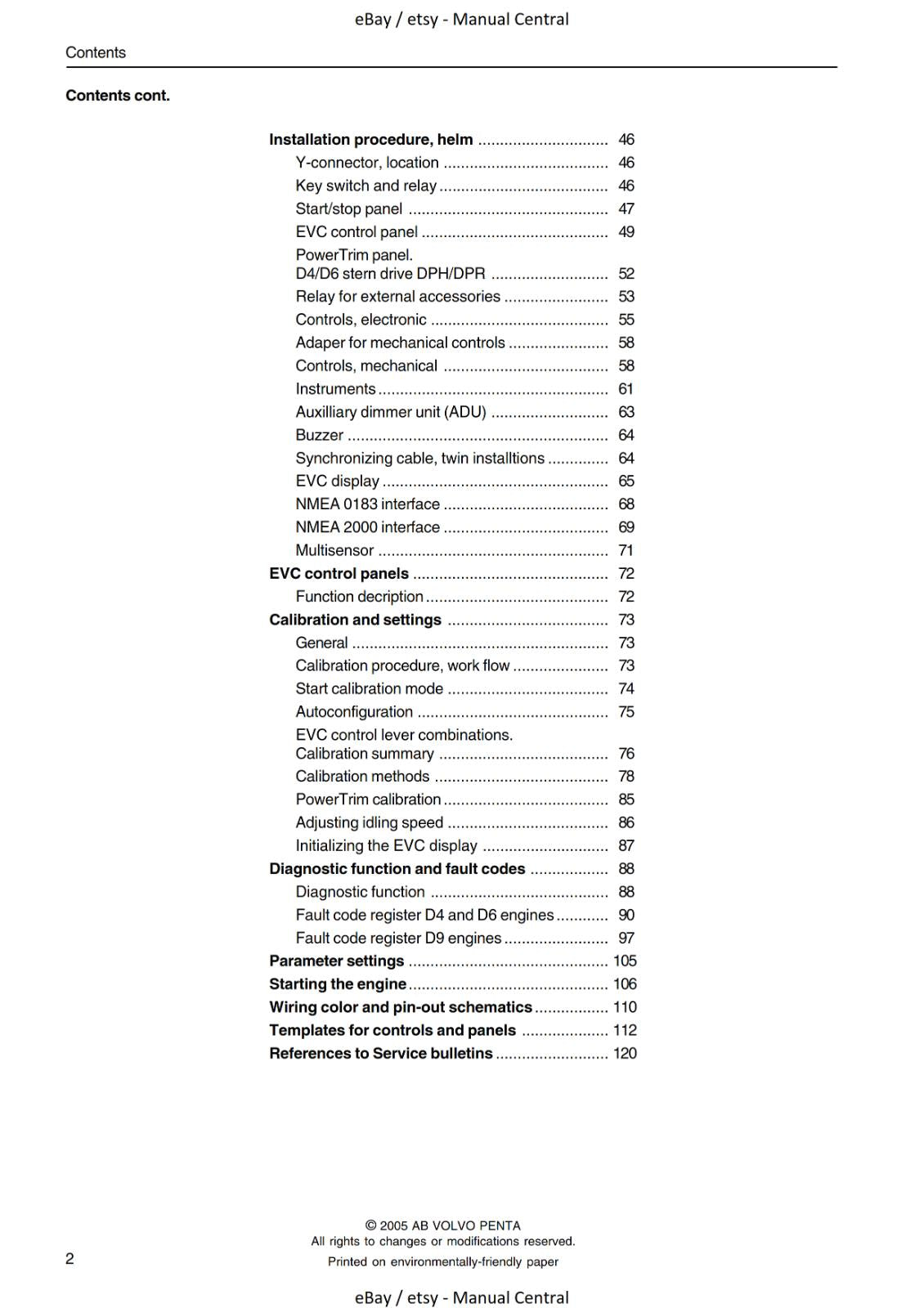 VOLVO PENTA D4 D6 D9 D12D-BMP ELECTRONIC VESSEL CONTROL EVC-B2 REPRINTED