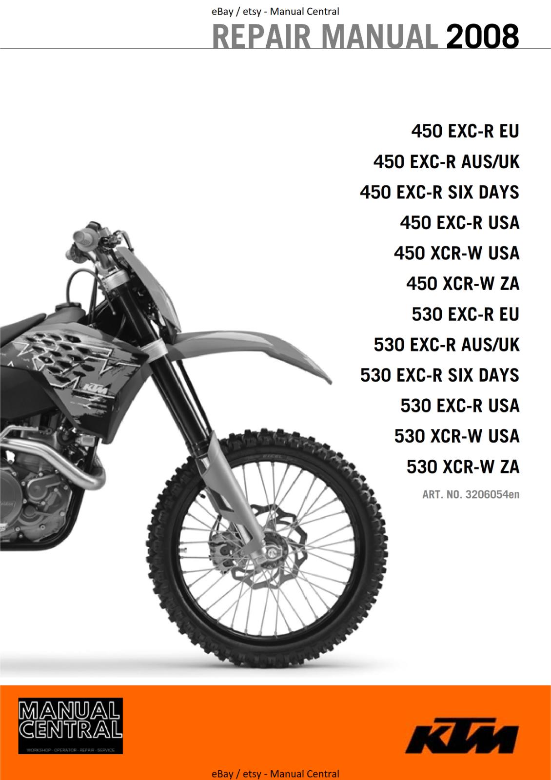 KTM 2008 - 450 530 - EXC-R SIX DAYS - XCR-W - EU UK USA ZA - WORKSHOP SERVICE
