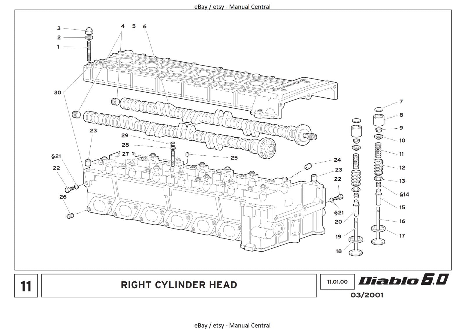 LAMBORGHINI DIABLO 6.0 - PARTS MANUAL - 03/2001 EDITION - REPRINT