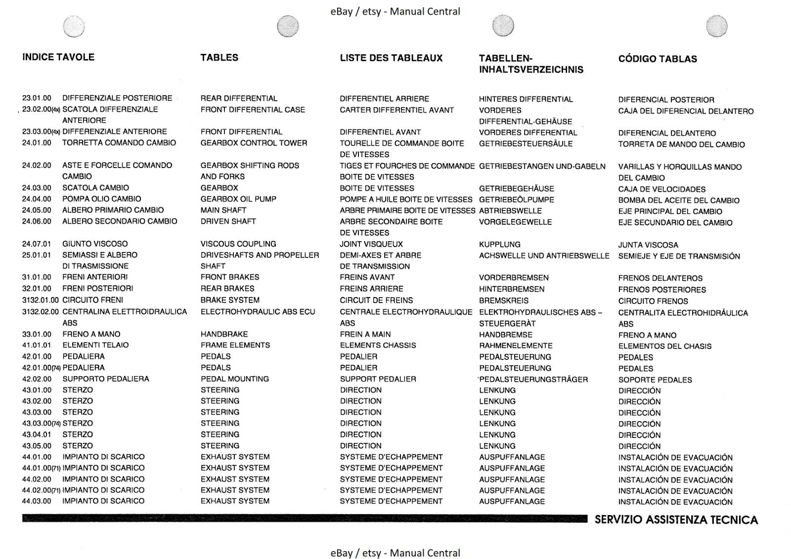 LAMBORGHINI DIABLO ROADSTER PARTS MANUAL 1998  REPRINTED