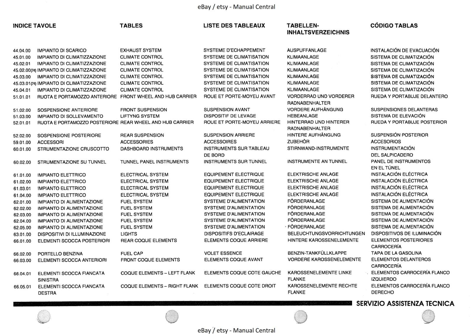 LAMBORGHINI DIABLO ROADSTER PARTS MANUAL 1998  REPRINTED