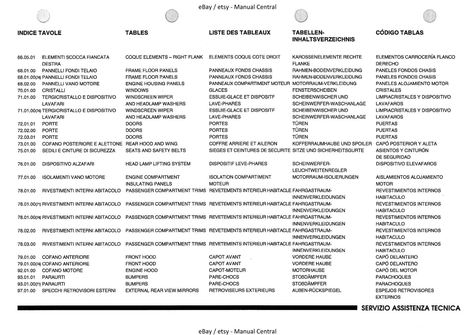 LAMBORGHINI DIABLO VT PARTS MANUAL 1998  REPRINTED
