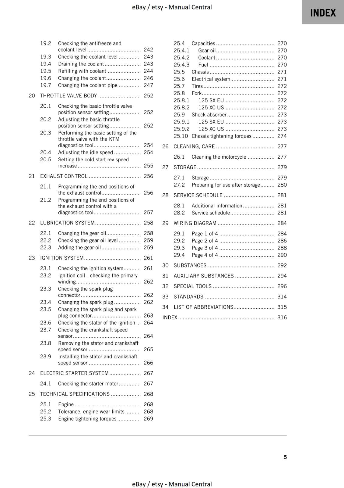 KTM 2023 - 125 SX XC - WORKSHOP REPAIR SERVICE MANUAL REPRINTED