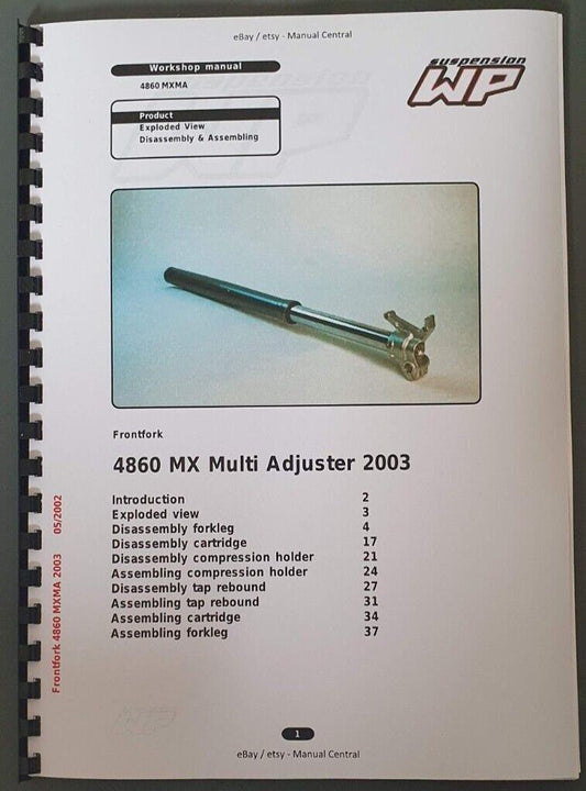 WP SUSPENSION 4860 MX MULTI ADJUSTER 2003 COLOUR WORKSHOP REPAIR SERVICE MANUAL