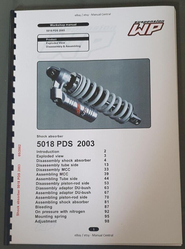 WP SUSPENSION - 5018 PDS 2003 -  COLOUR WORKSHOP REPAIR SERVICE MANUAL