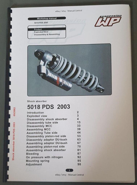 WP SUSPENSION - 5018 PDS 2003 -  COLOUR WORKSHOP REPAIR SERVICE MANUAL
