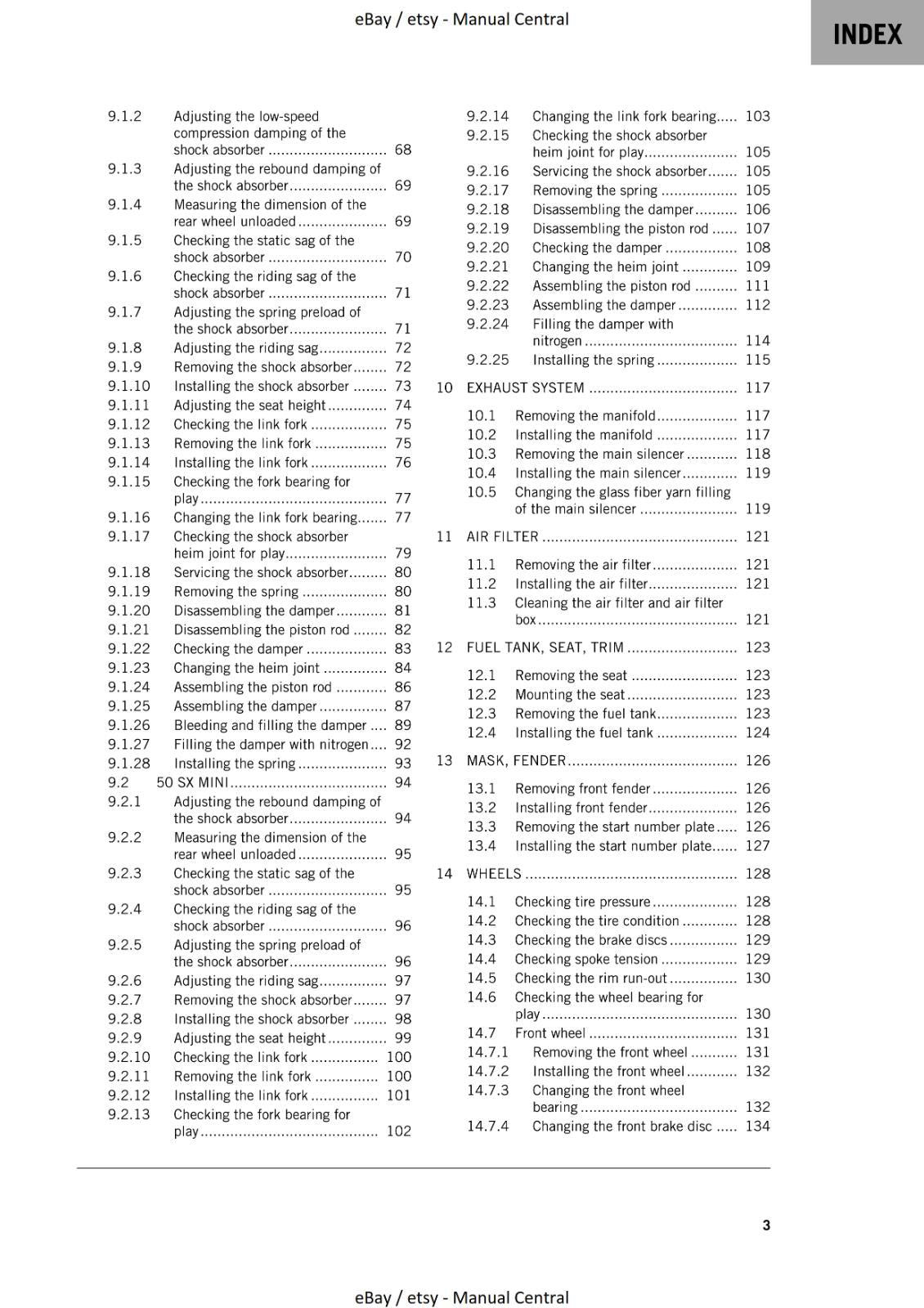 KTM 2023 - 50 SX MINI FACTORY EDITION - WORKSHOP SERVICE MANUAL REPRINTED