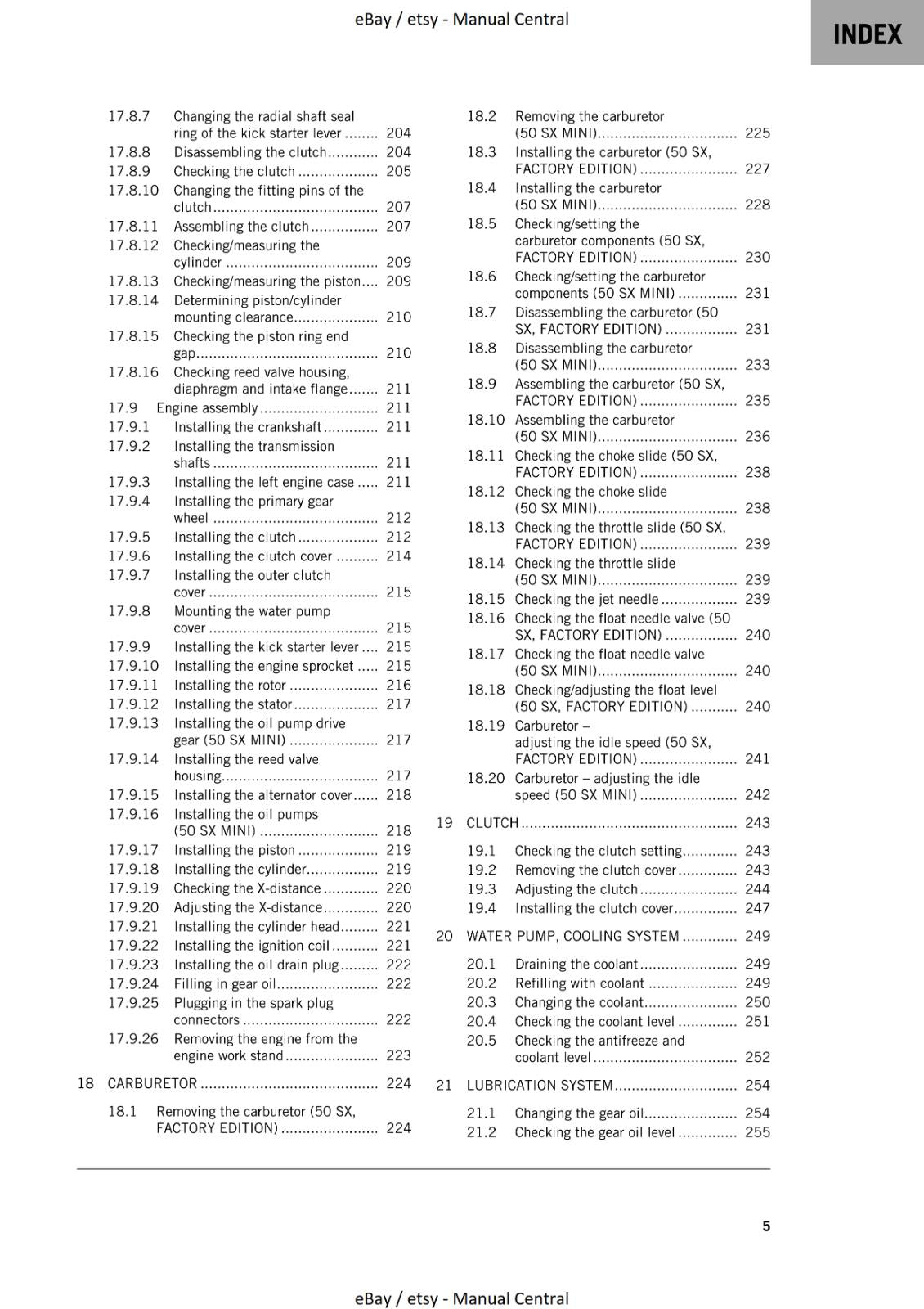 KTM 2023 - 50 SX MINI FACTORY EDITION - WORKSHOP SERVICE MANUAL REPRINTED