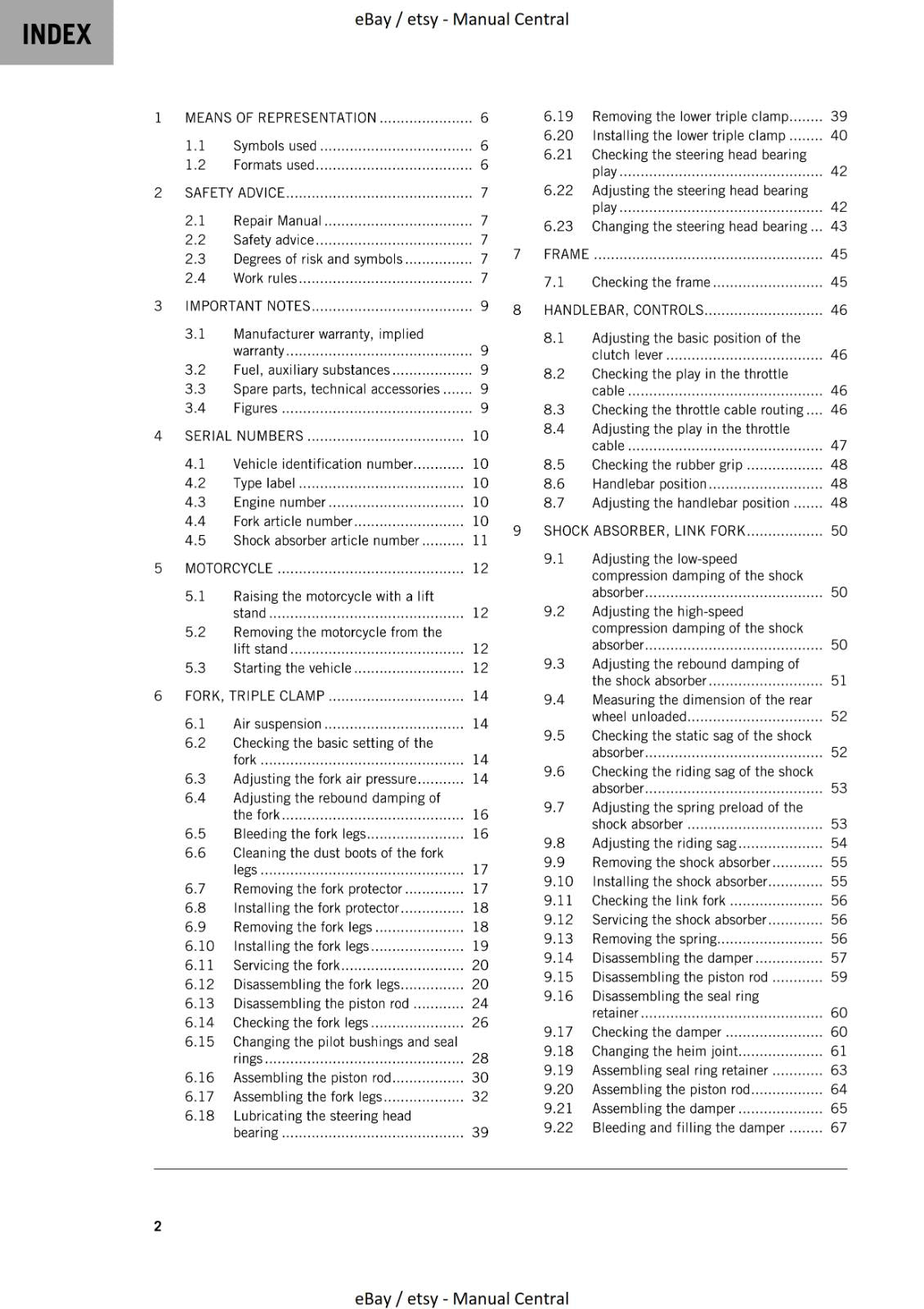 KTM 2023 - 65 SX - WORKSHOP SERVICE MANUAL REPRINTED