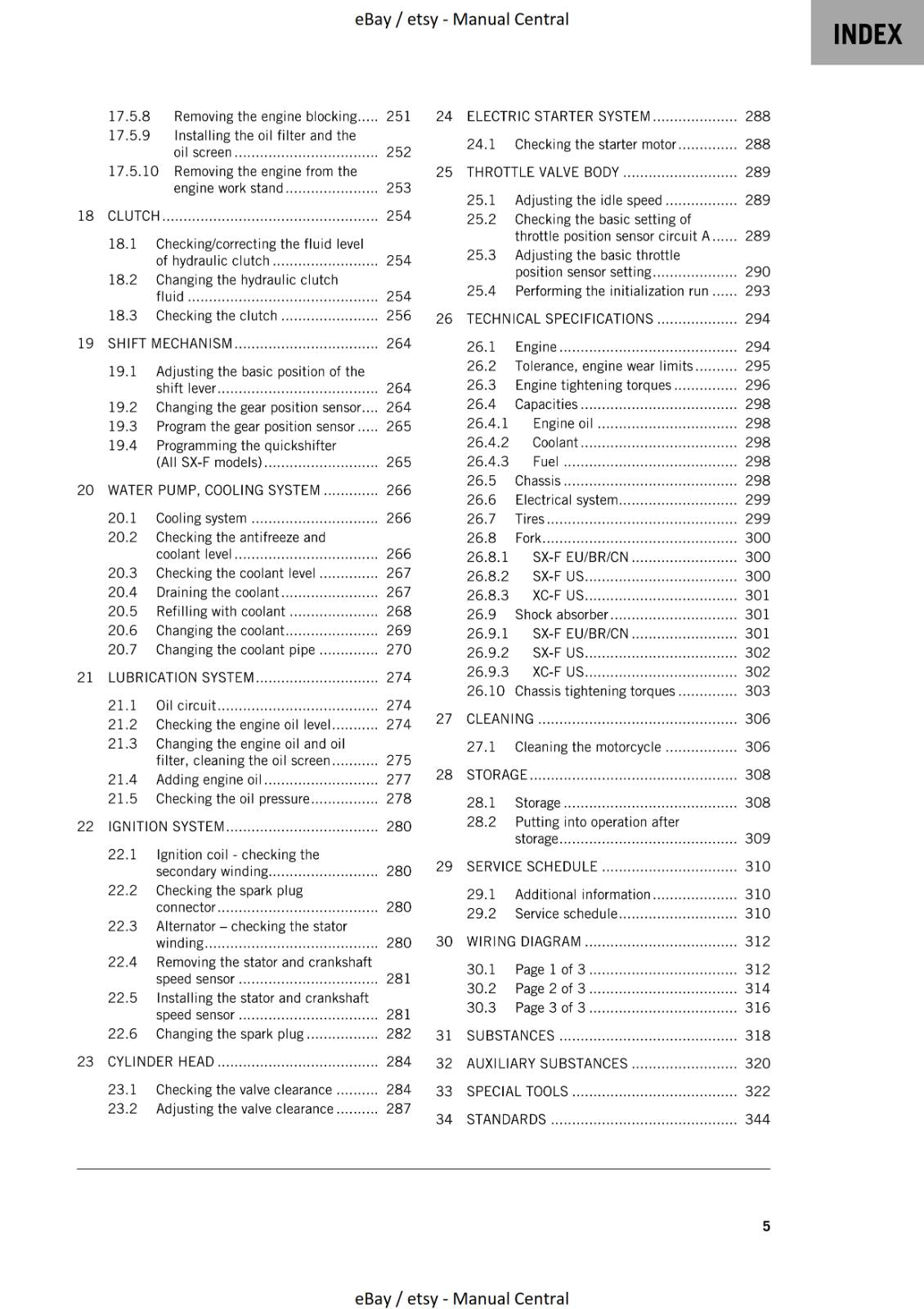 KTM 2023 - 250 SX-F 250 XC-F - WORKSHOP SERVICE MANUAL REPRINTED