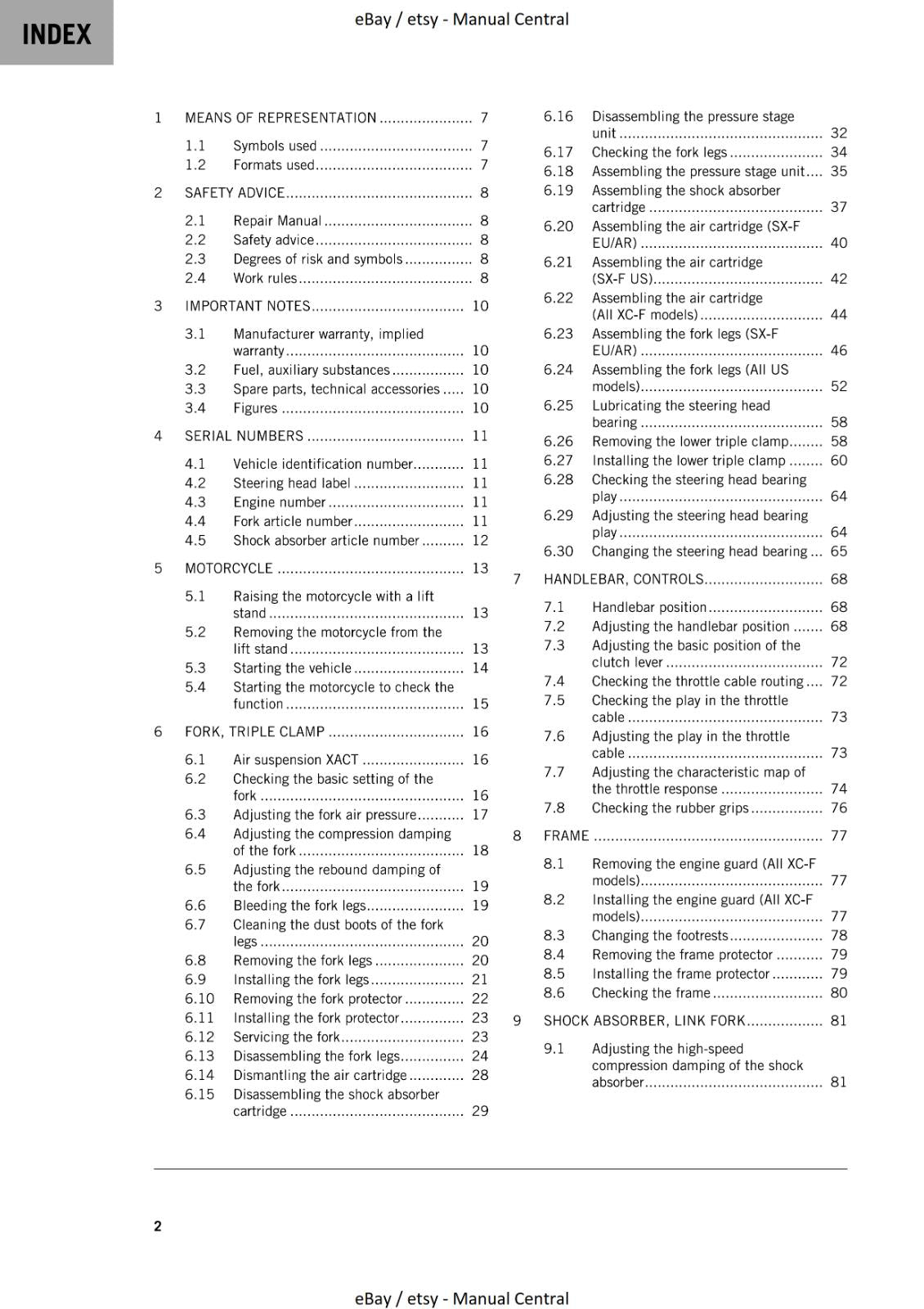 KTM 2023 - 350 SX-F XC-F FACTORY EDITION - WORKSHOP SERVICE MANUAL REPRINTED