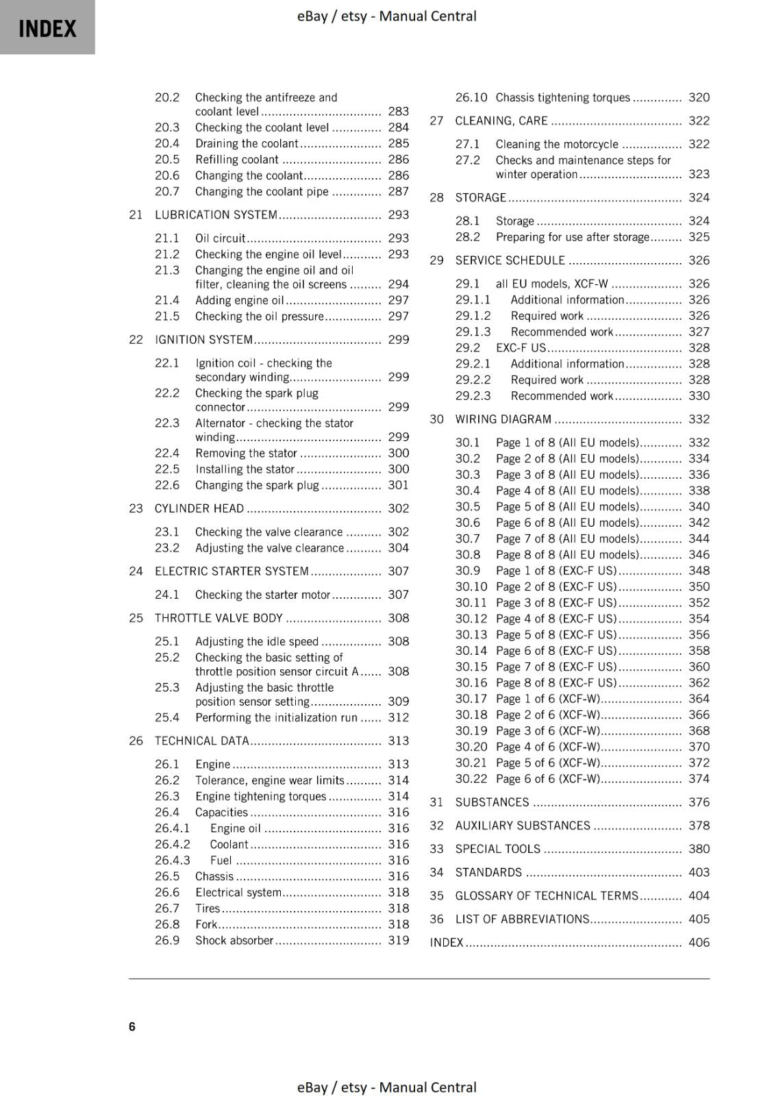 KTM 2023 - 450 500 EXC-F SIX DAYS XCF-W - WORKSHOP SERVICE MANUAL REPRINTED