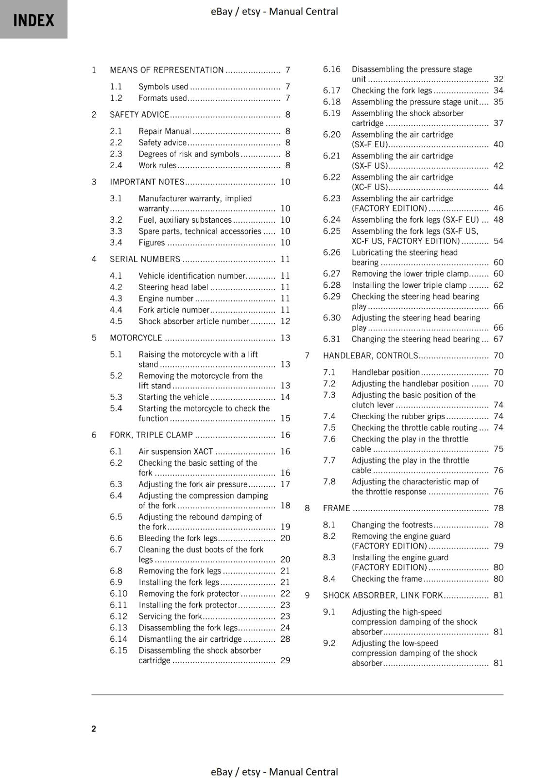 KTM 2023 - 450 XC-F SX-F FACTORY EDITION - WORKSHOP SERVICE MANUAL REPRINTED