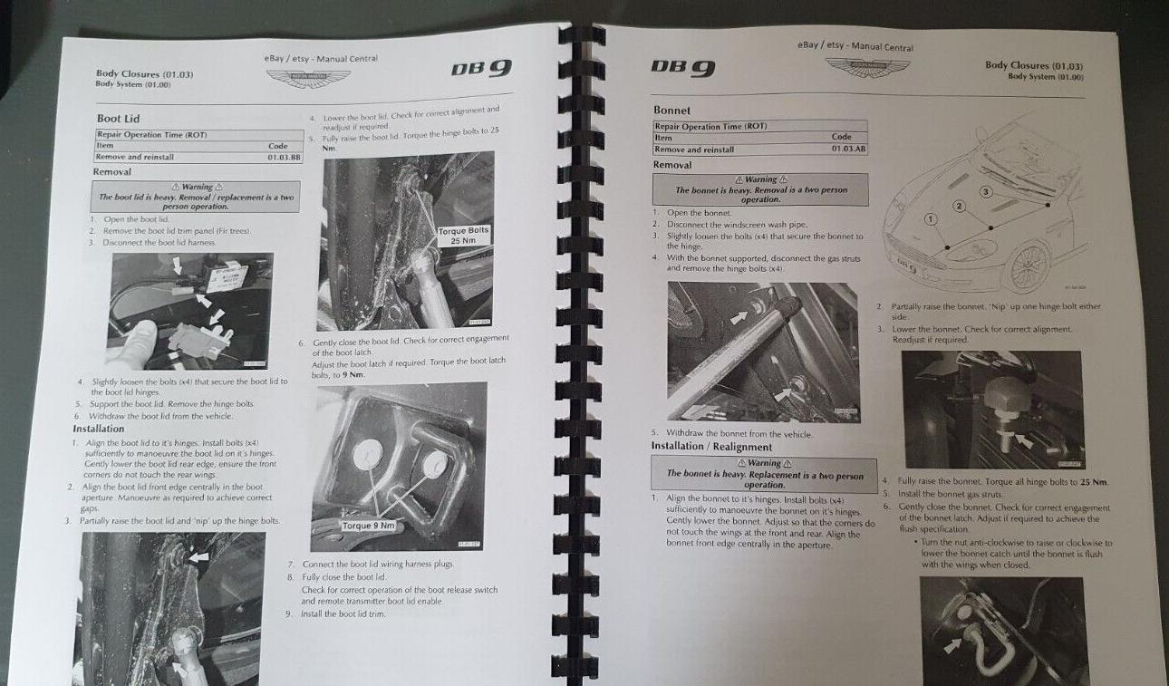ASTON MARTIN DB9 WORKSHOP MANUAL A4 VERSION 7 - 2004 TO 2012 MODELS