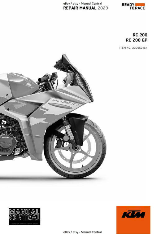 KTM 2023 - RC 200 GP  - WORKSHOP SERVICE MANUAL REPRINTED