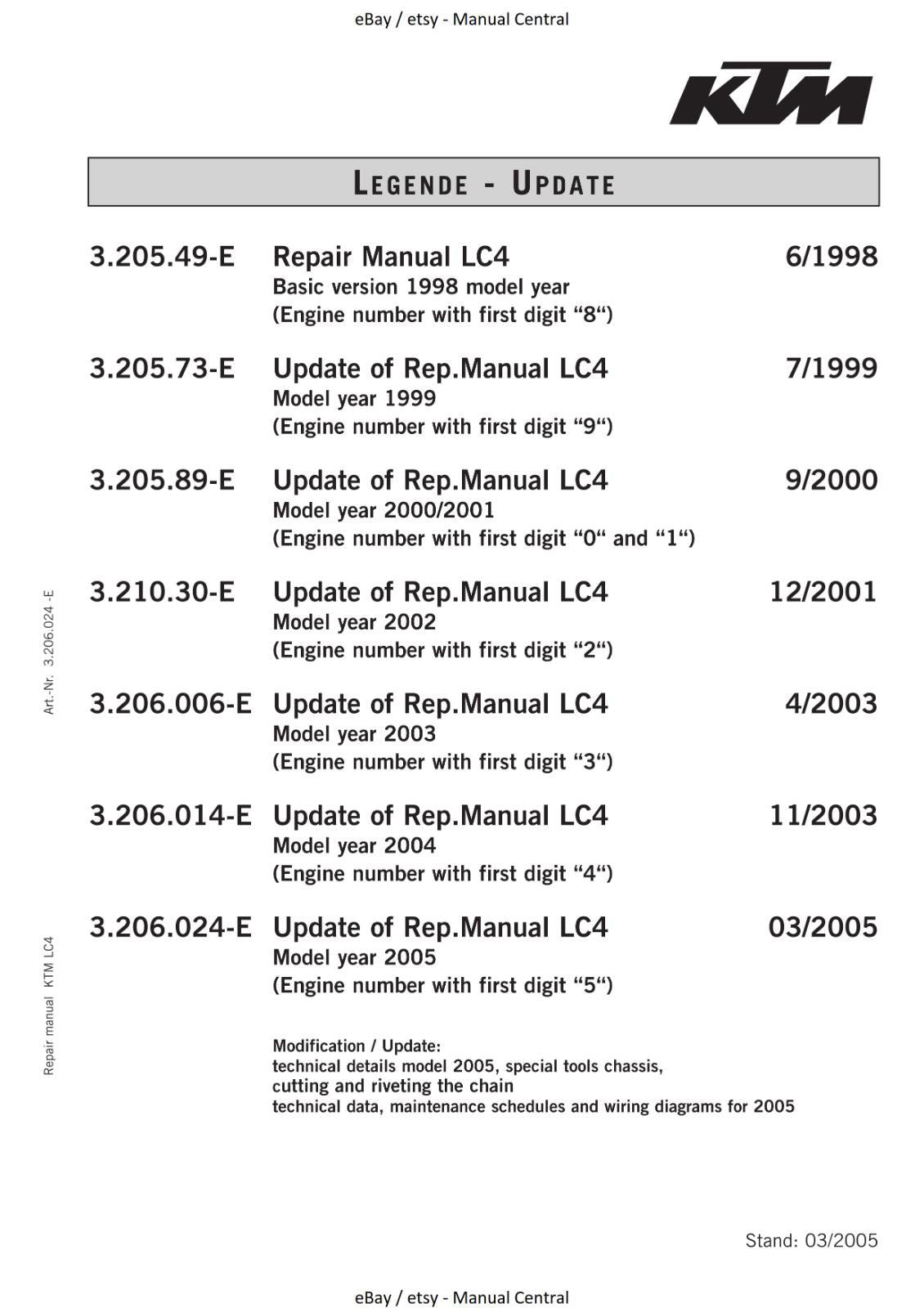 KTM 1998 TO 2005 - 660 SMC - WORKSHOP REPAIR SERVICE MANUAL