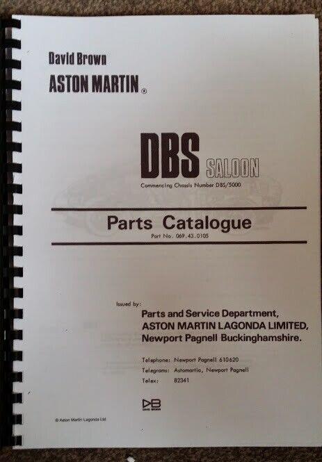 ASTON MARTIN DBS SALOON WORKSHOP REPAIR & PARTS MANUALS REPRINTED - DBS/5000 ON
