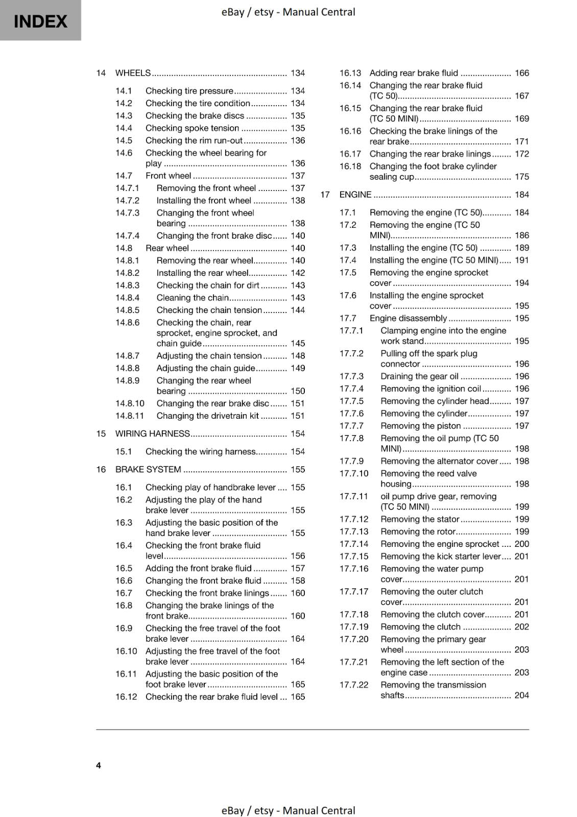 HUSQVARNA 2023 - TC 50 & MINI - REPAIR WORKSHOP SERVICE MANUAL