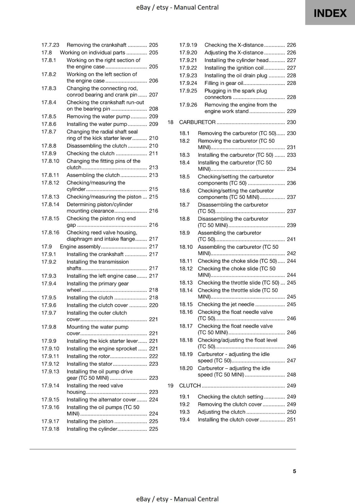 HUSQVARNA 2023 - TC 50 & MINI - REPAIR WORKSHOP SERVICE MANUAL
