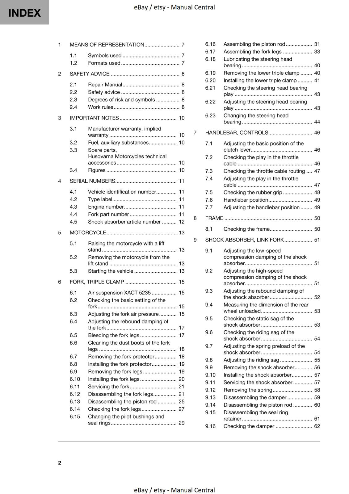 HUSQVARNA 2023 - TC 65 - REPAIR WORKSHOP SERVICE MANUAL