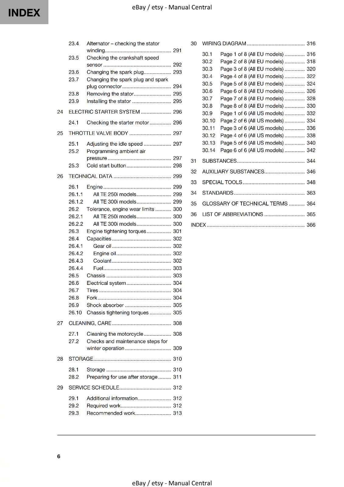 HUSQVARNA 2020 TE 250i 300i JARVIS EDITION - WORKSHOP SERVICE MANUAL REPRINTED