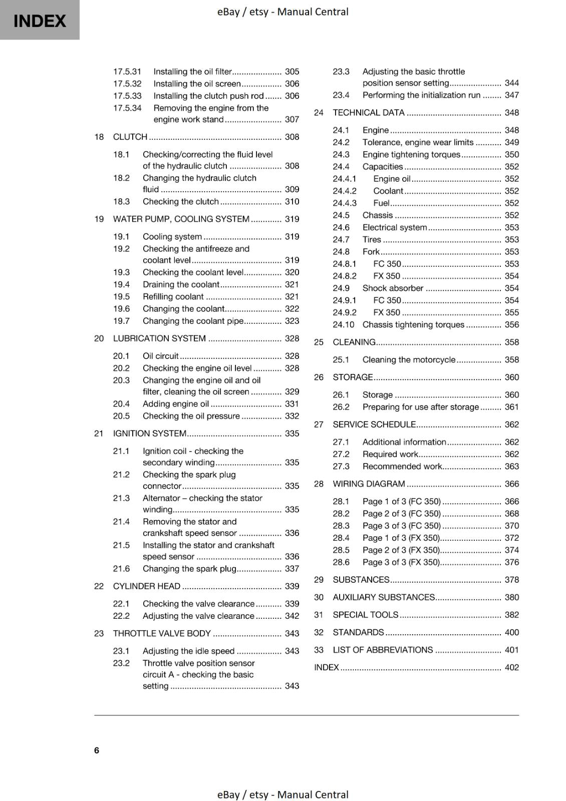 HUSQVARNA 2020 - FC 350, FX 350- WORKSHOP SERVICE REPAIR MANUAL REPRINTED