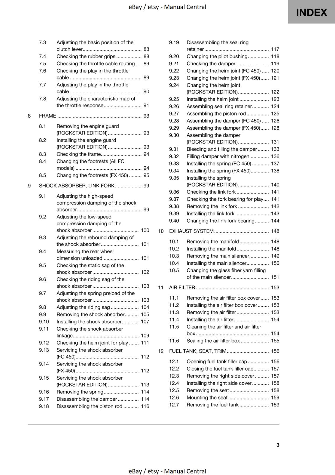 HUSQVARNA 2020 - FC FX 450 ROCKSTAR - WORKSHOP SERVICE REPAIR MANUAL REPRINTED