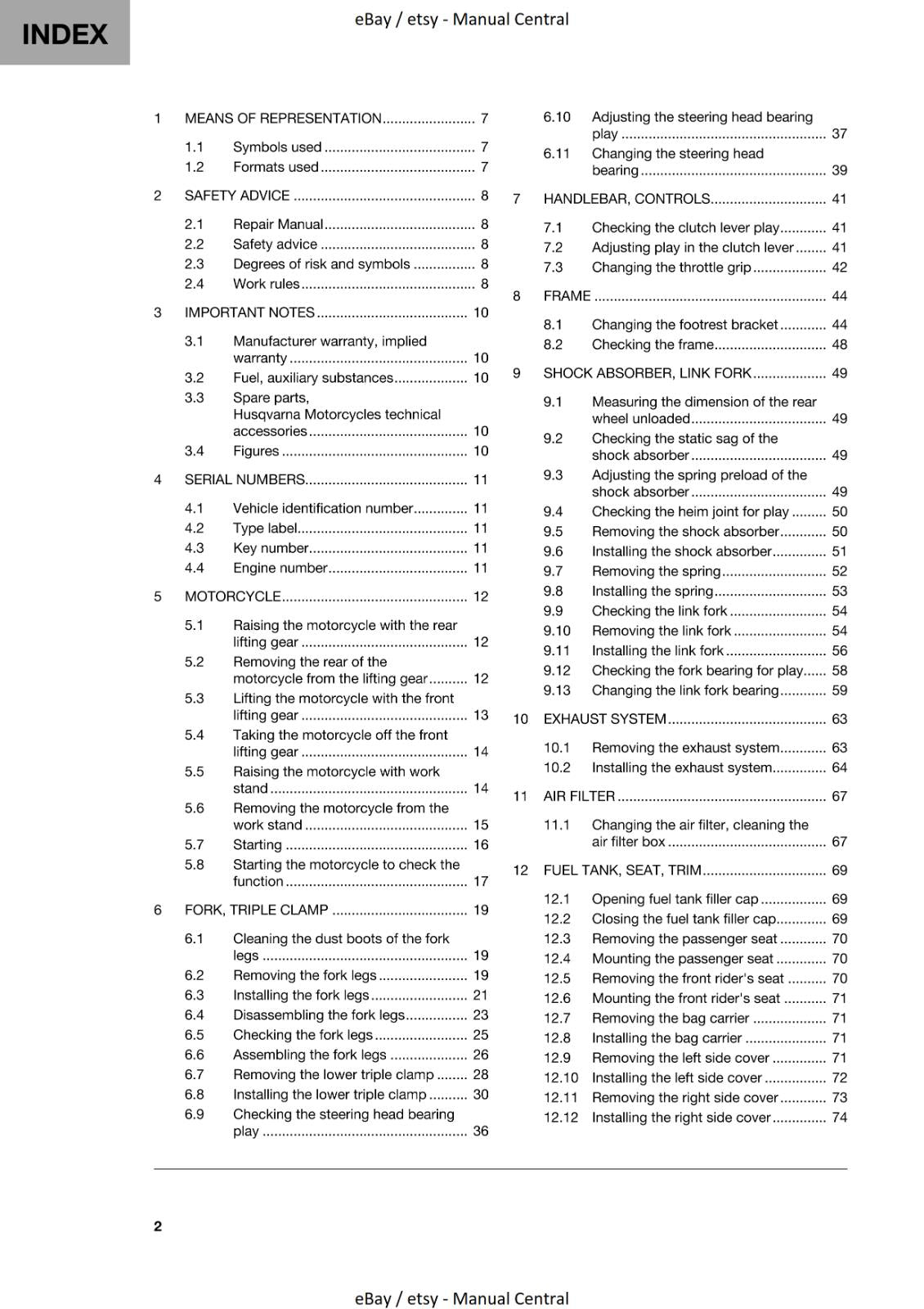HUSQVARNA 2020 - SVARTPILEN 200 - WORKSHOP SERVICE REPAIR MANUAL REPRINTED