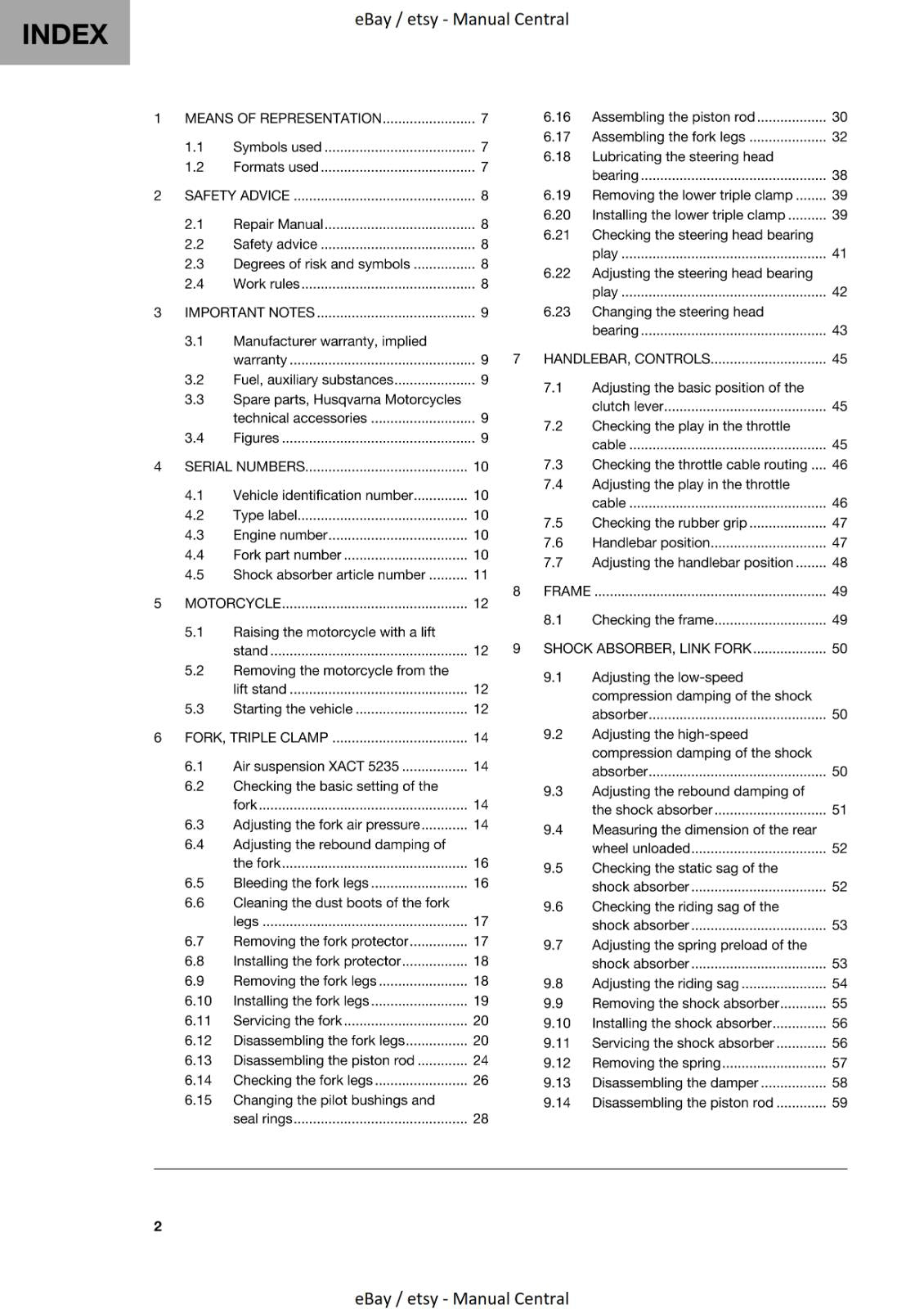 HUSQVARNA 2020 - TC 65 - WORKSHOP SERVICE REPAIR MANUAL REPRINTED