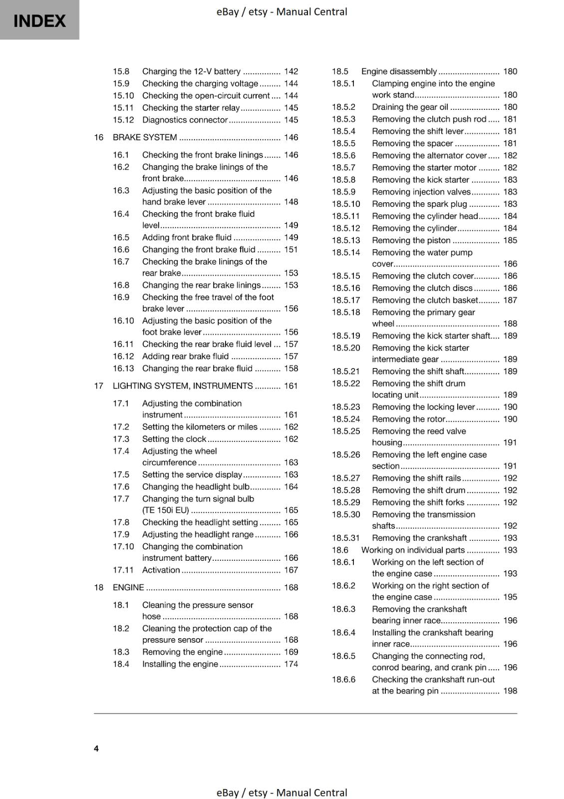 HUSQVARNA 2020 - TE 150i - WORKSHOP SERVICE REPAIR MANUAL REPRINTED