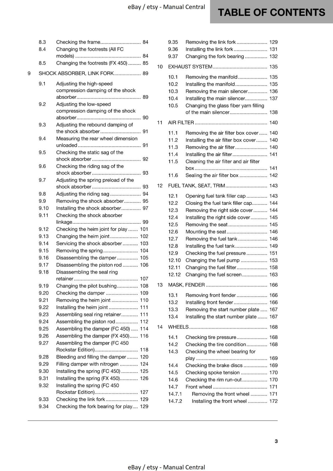 HUSQVARNA 2019 FC FX 450 ROCKSTAR REPAIR WORKSHOP SERVICE MANUAL REPRINTED