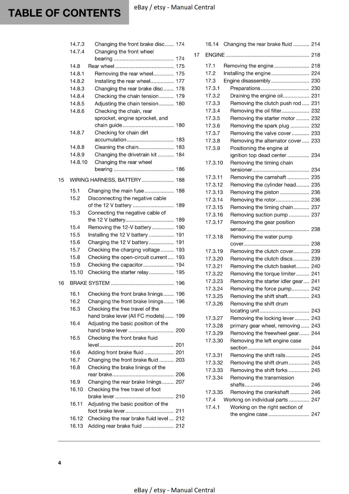 HUSQVARNA 2019 FC FX 450 ROCKSTAR REPAIR WORKSHOP SERVICE MANUAL REPRINTED