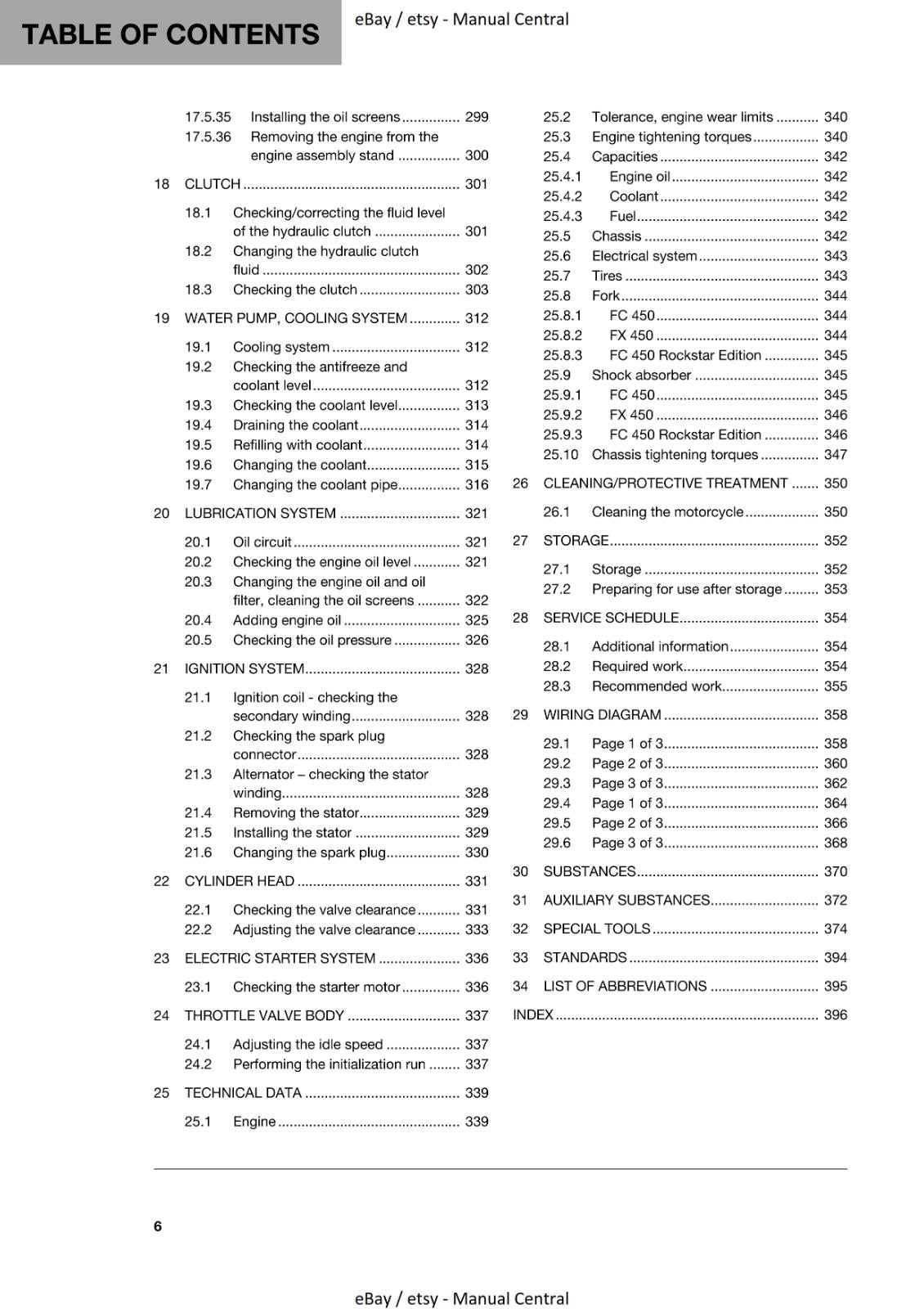 HUSQVARNA 2019 FC FX 450 ROCKSTAR REPAIR WORKSHOP SERVICE MANUAL REPRINTED