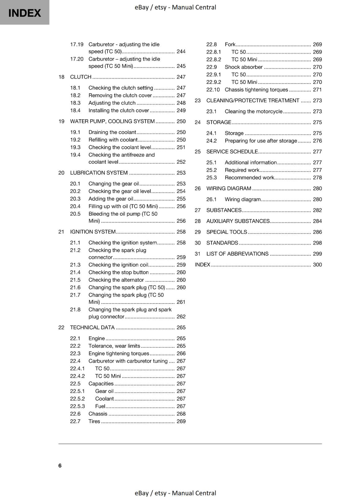 HUSQVARNA 2019 TC 50 & MINI REPAIR WORKSHOP SERVICE MANUAL REPRINTED