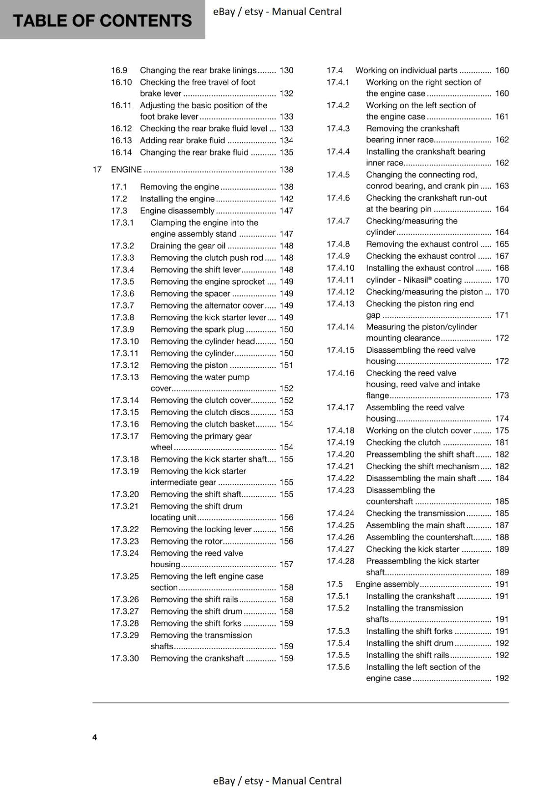 HUSQVARNA 2019 TC 125 REPAIR WORKSHOP SERVICE MANUAL REPRINTED