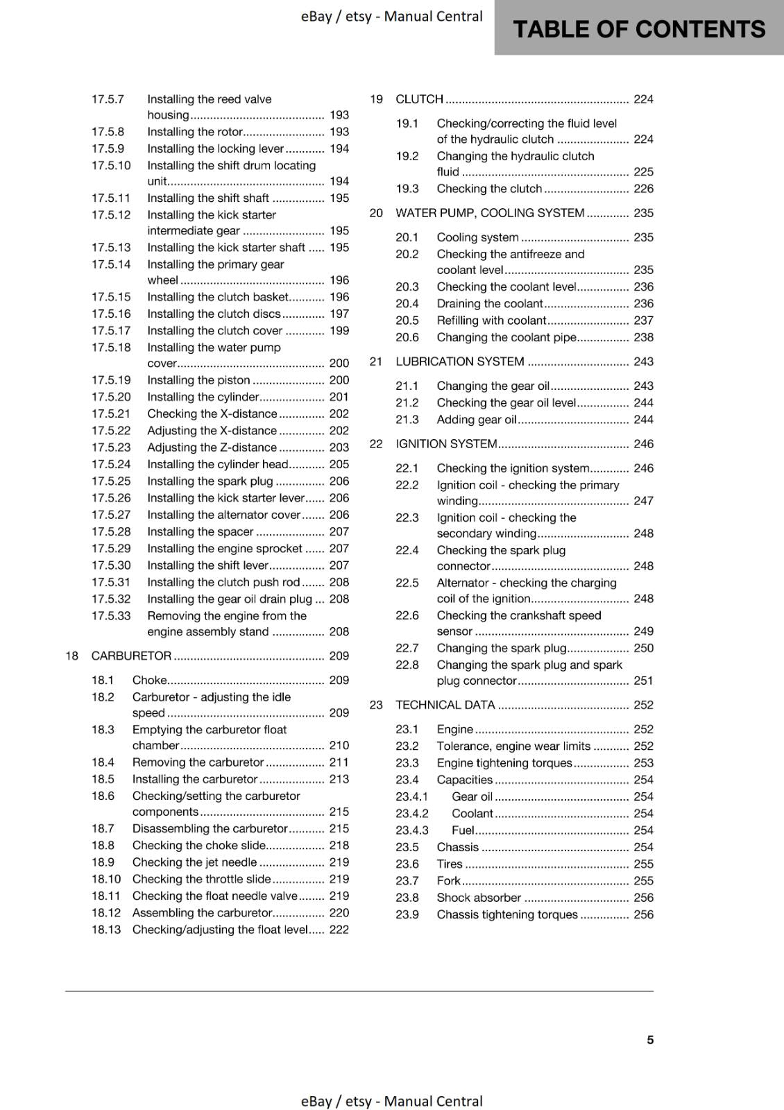 HUSQVARNA 2019 TC 125 REPAIR WORKSHOP SERVICE MANUAL REPRINTED