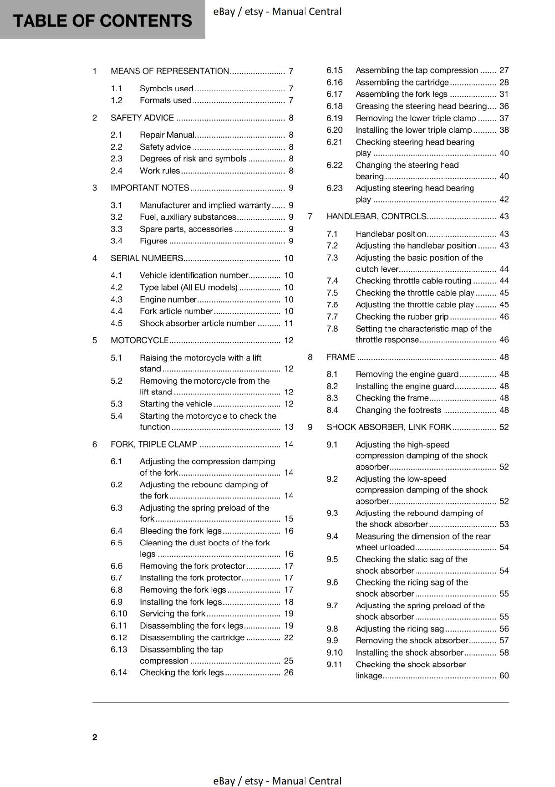 HUSQVARNA 2019 TE 250i TE 300i REPAIR WORKSHOP SERVICE MANUAL REPRINTED