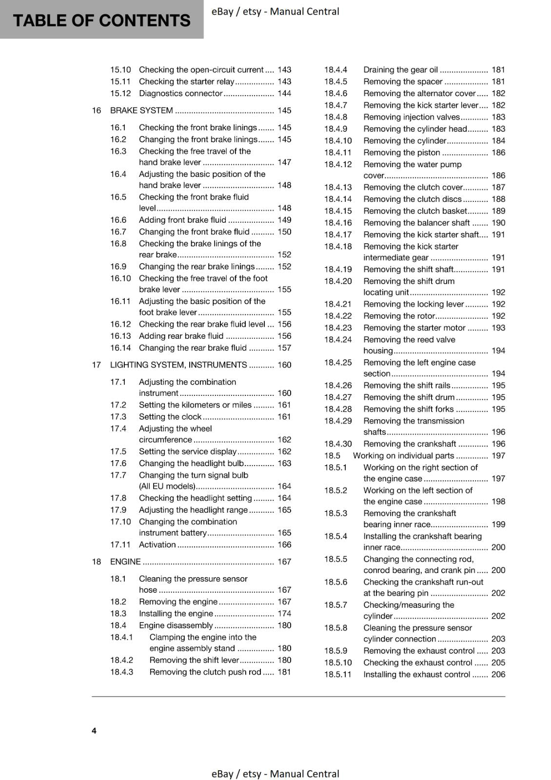 HUSQVARNA 2019 TE 250i TE 300i REPAIR WORKSHOP SERVICE MANUAL REPRINTED