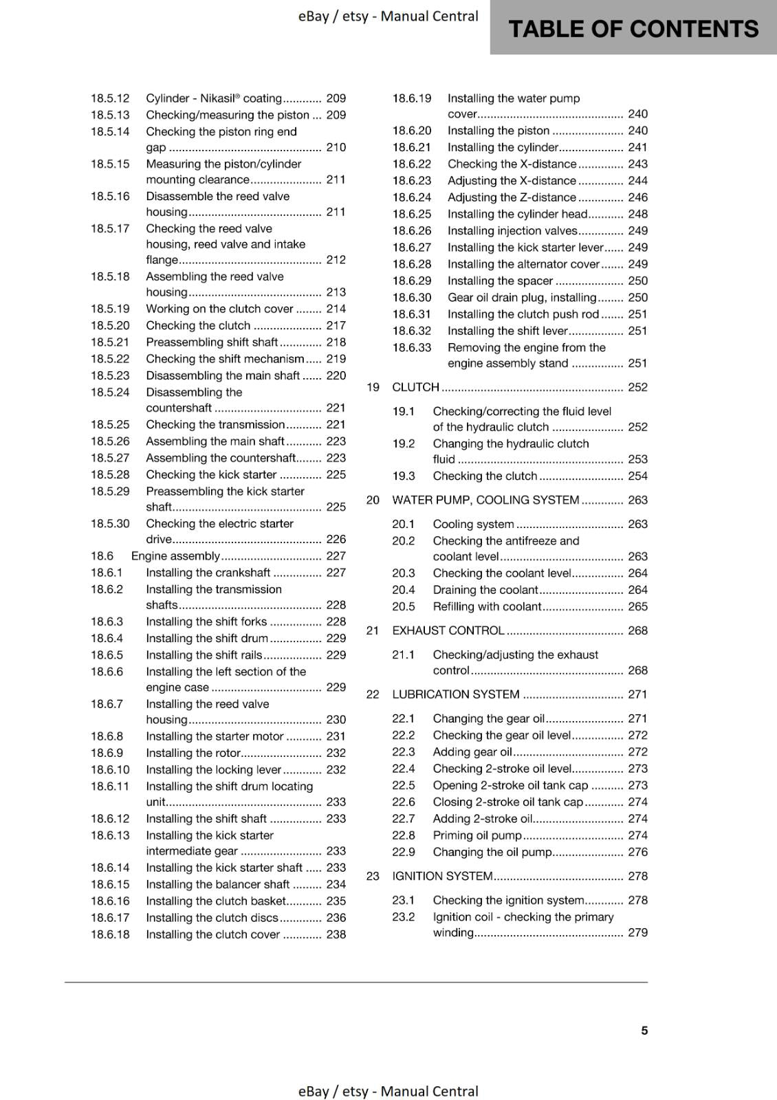 HUSQVARNA 2019 TE 250i TE 300i REPAIR WORKSHOP SERVICE MANUAL REPRINTED