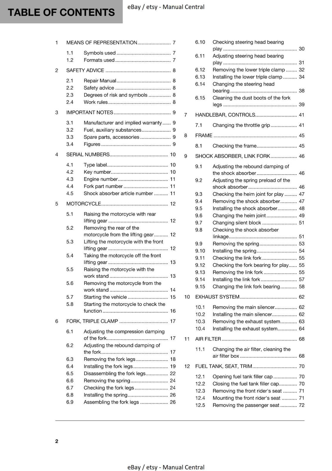 HUSQVARNA 2019 VITPILEN 701 REPAIR WORKSHOP SERVICE MANUAL REPRINTED