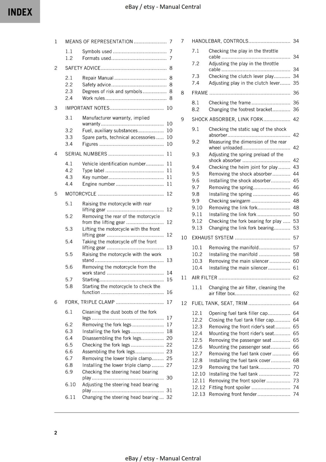 KTM 2022 - 125 DUKE - REPAIR WORKSHOP SERVICE MANUAL REPRINTED