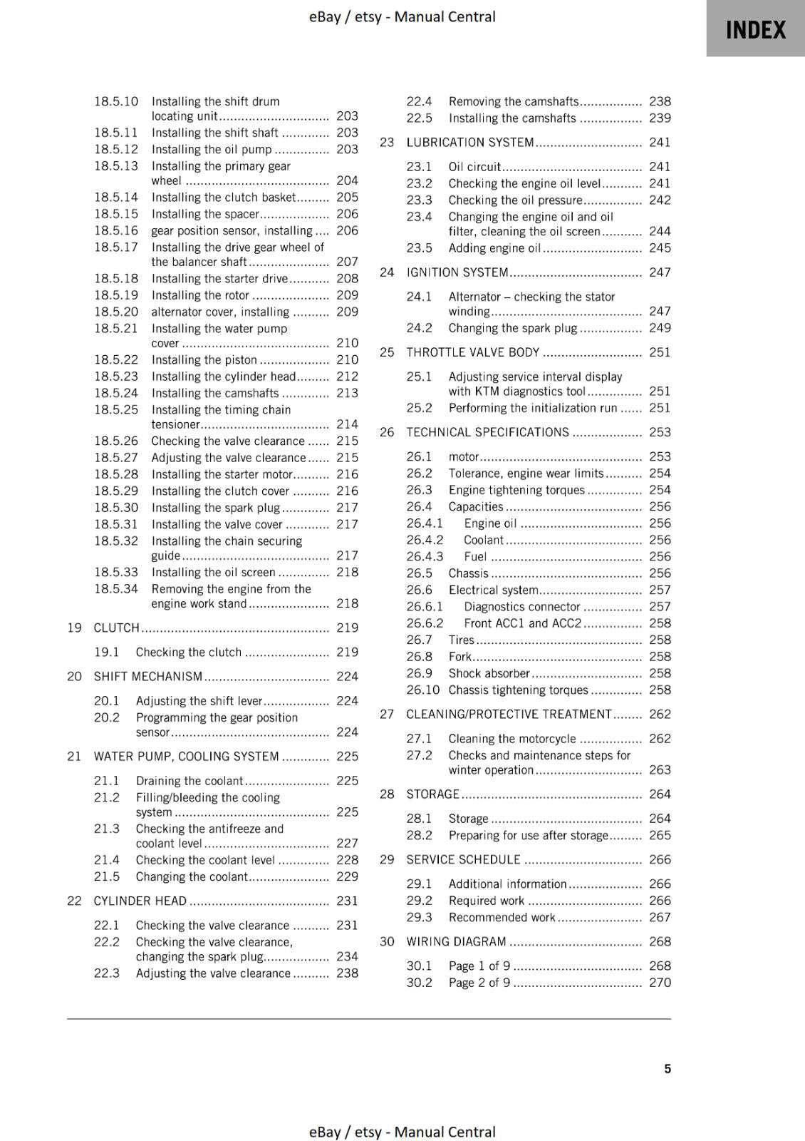KTM 2022 - 125 DUKE - REPAIR WORKSHOP SERVICE MANUAL REPRINTED
