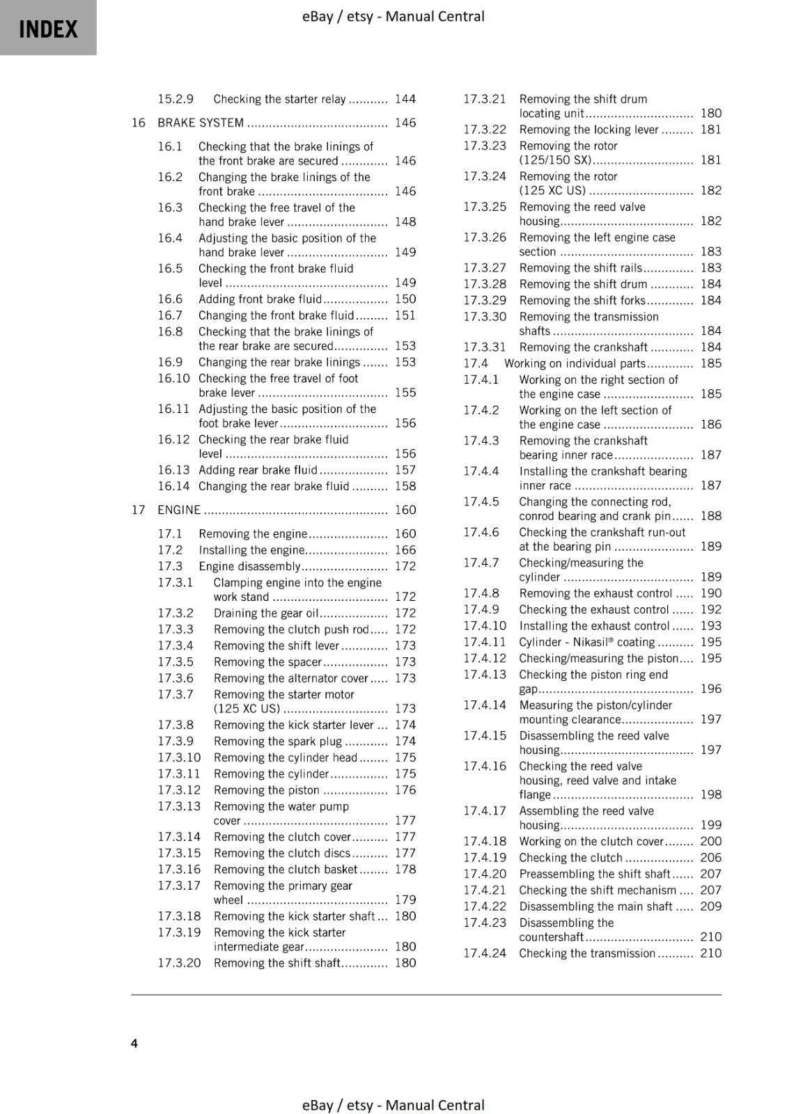 KTM 2022 - 125 SX 150 SX 125 XC - REPAIR WORKSHOP SERVICE MANUAL REPRINTED