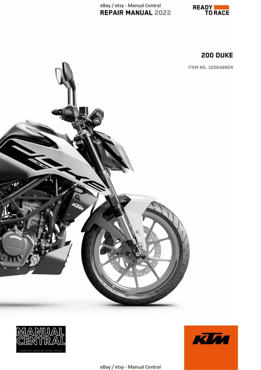 KTM 2022 - 200 DUKE - REPAIR WORKSHOP SERVICE MANUAL REPRINTED