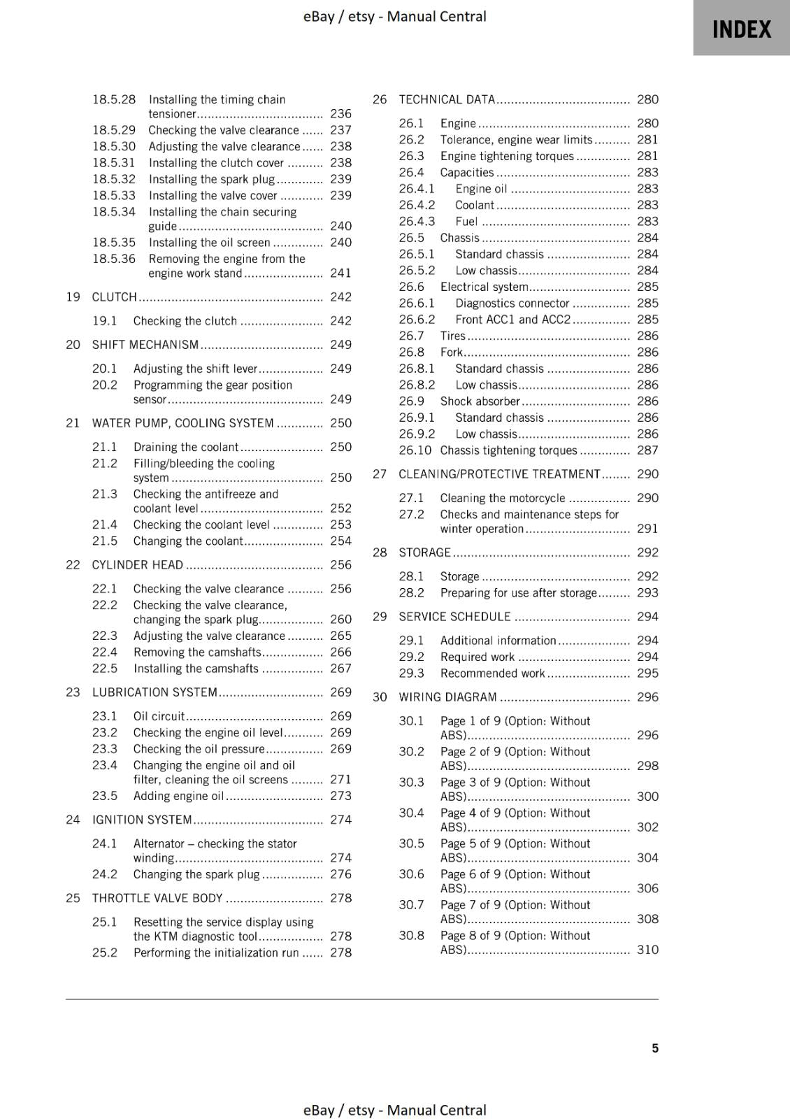KTM 2022 - 250 DUKE- REPAIR WORKSHOP SERVICE MANUAL REPRINTED