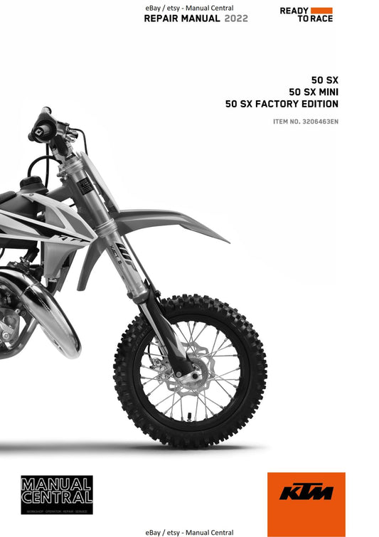 KTM 2022 - 50 SX MINI FACTORY- REPAIR WORKSHOP SERVICE MANUAL REPRINTED