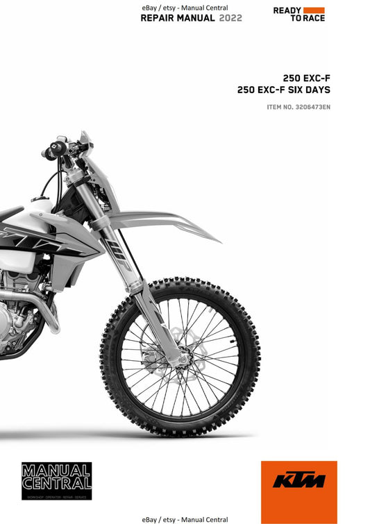 KTM 2022 - 250 EXC-F SIX DAYS - REPAIR WORKSHOP SERVICE MANUAL REPRINTED