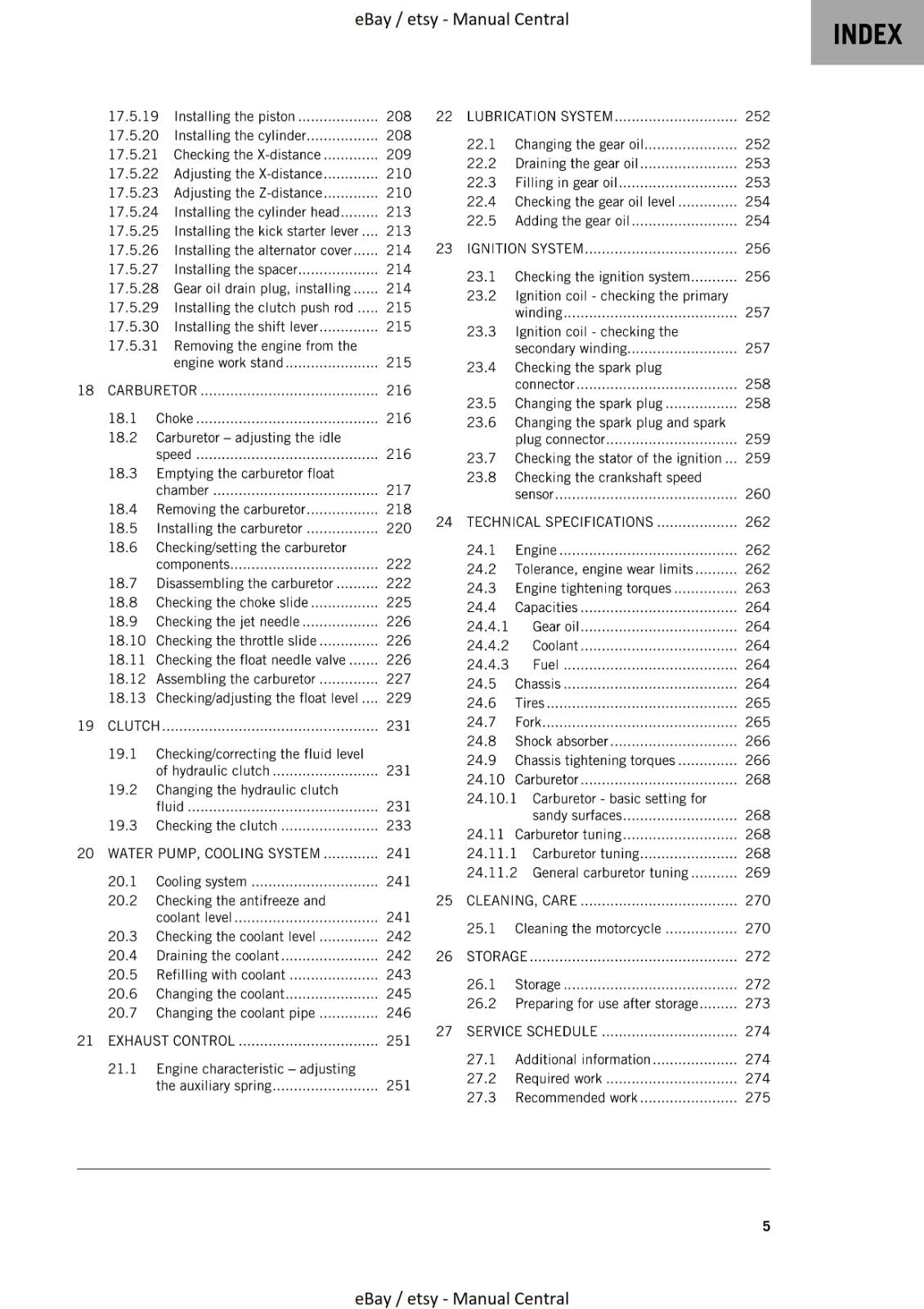 KTM 2022 - 250 SX - REPAIR WORKSHOP SERVICE MANUAL REPRINTED